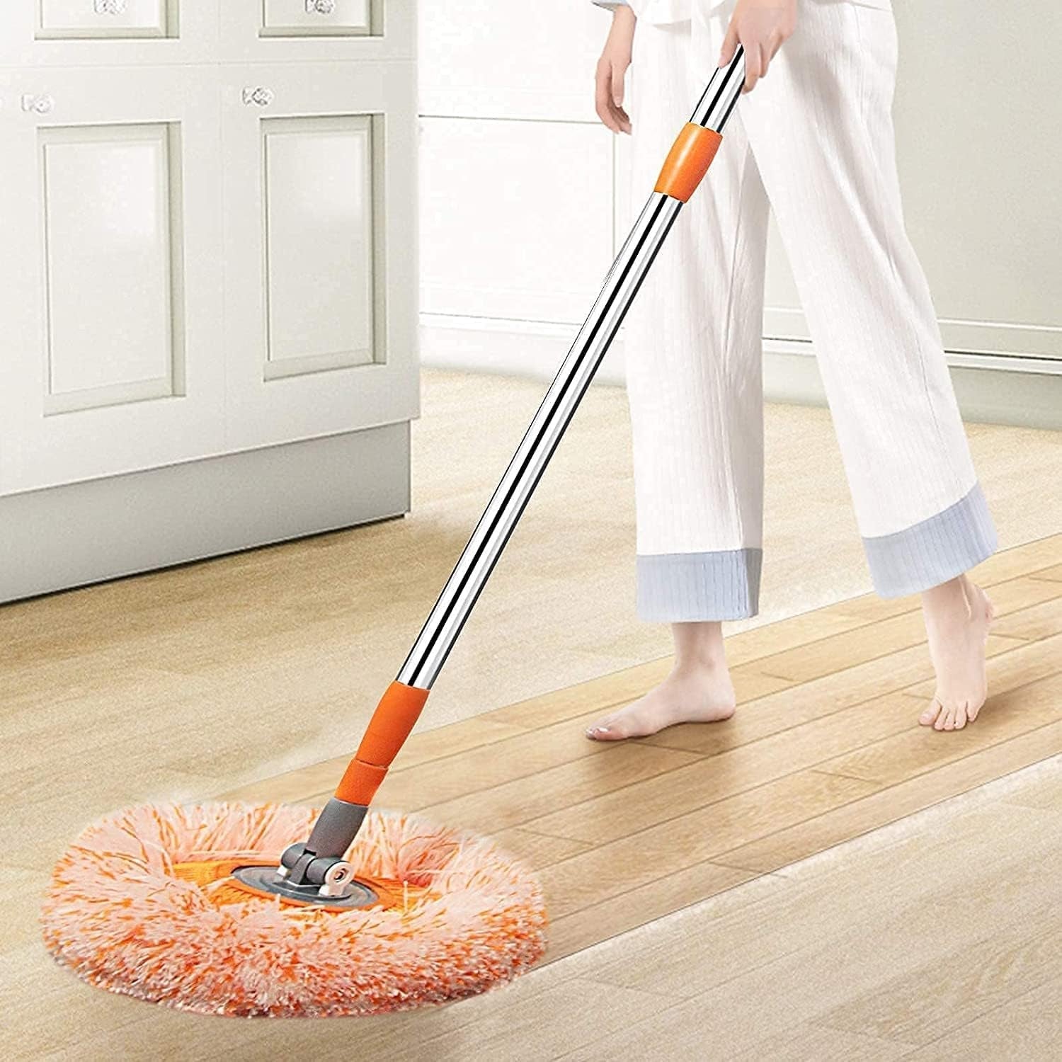 Wall Mop for Floor Cleaning and Long Handle Microfiber Spin Mops - 360° Rotatable Adjustable Cleaning Mop