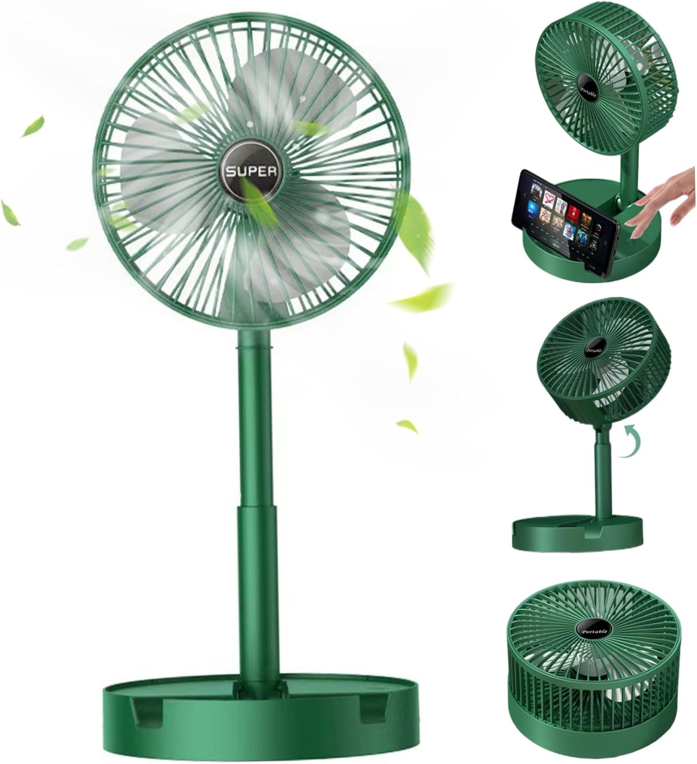 Mini Table Fan - USB Rechargeable Telescopic Foldable Desktop Fan