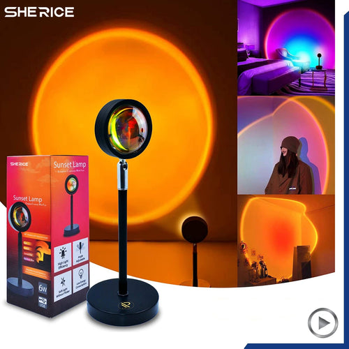 RGB Sunset Lamp Projector with Remote – 16 Color LED Light for Room Decor & Photography