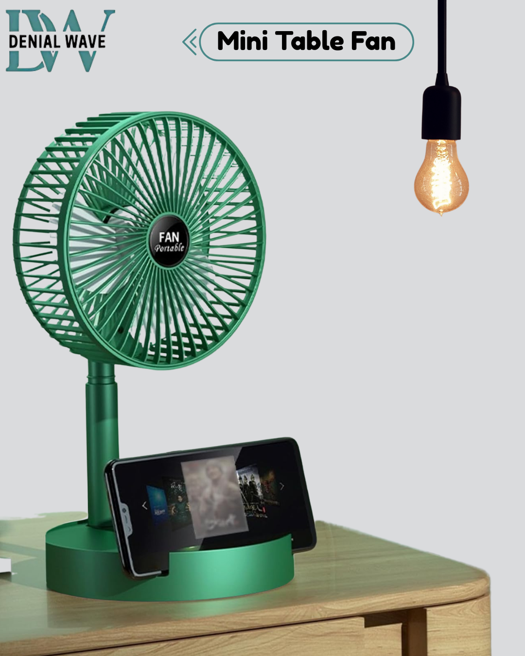 Mini Table Fan - USB Rechargeable Telescopic Foldable Desktop Fan