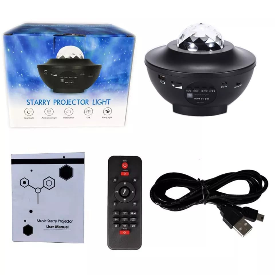 Sky Projector with Bluetooth Speaker – LED Night Light with Music & Remote for Bedroom Decor