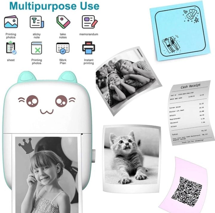 Pocket Inkless Mini Printer Thermal Portable Bluetooth Wireless Mini Printer For Kids