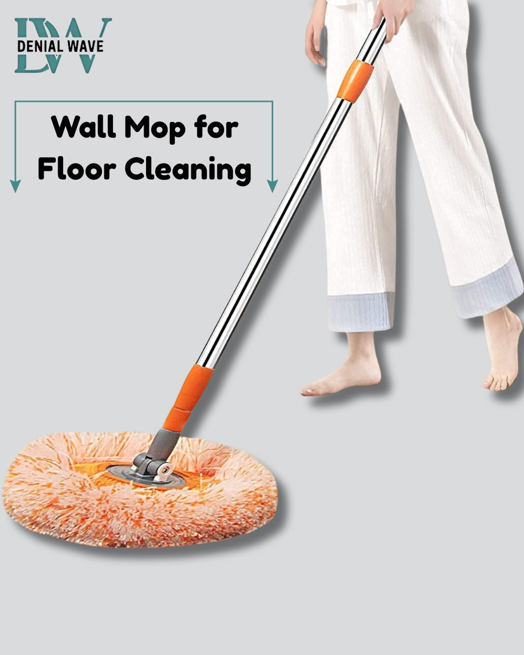 Wall Mop for Floor Cleaning and Long Handle Microfiber Spin Mops - 360° Rotatable Adjustable Cleaning Mop