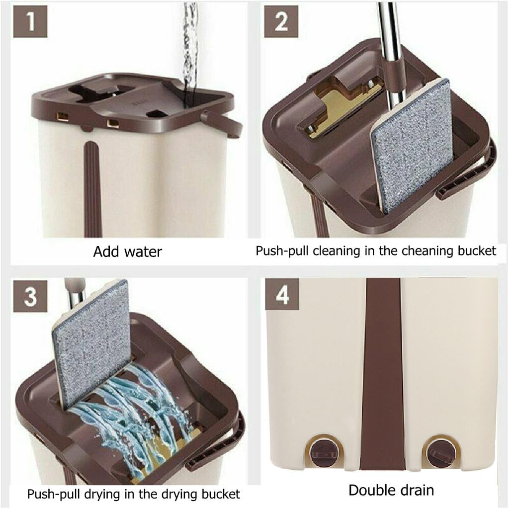 Flat Squeeze Mop - 2 in 1 Automatic Floor Cleaning Bucket Mop