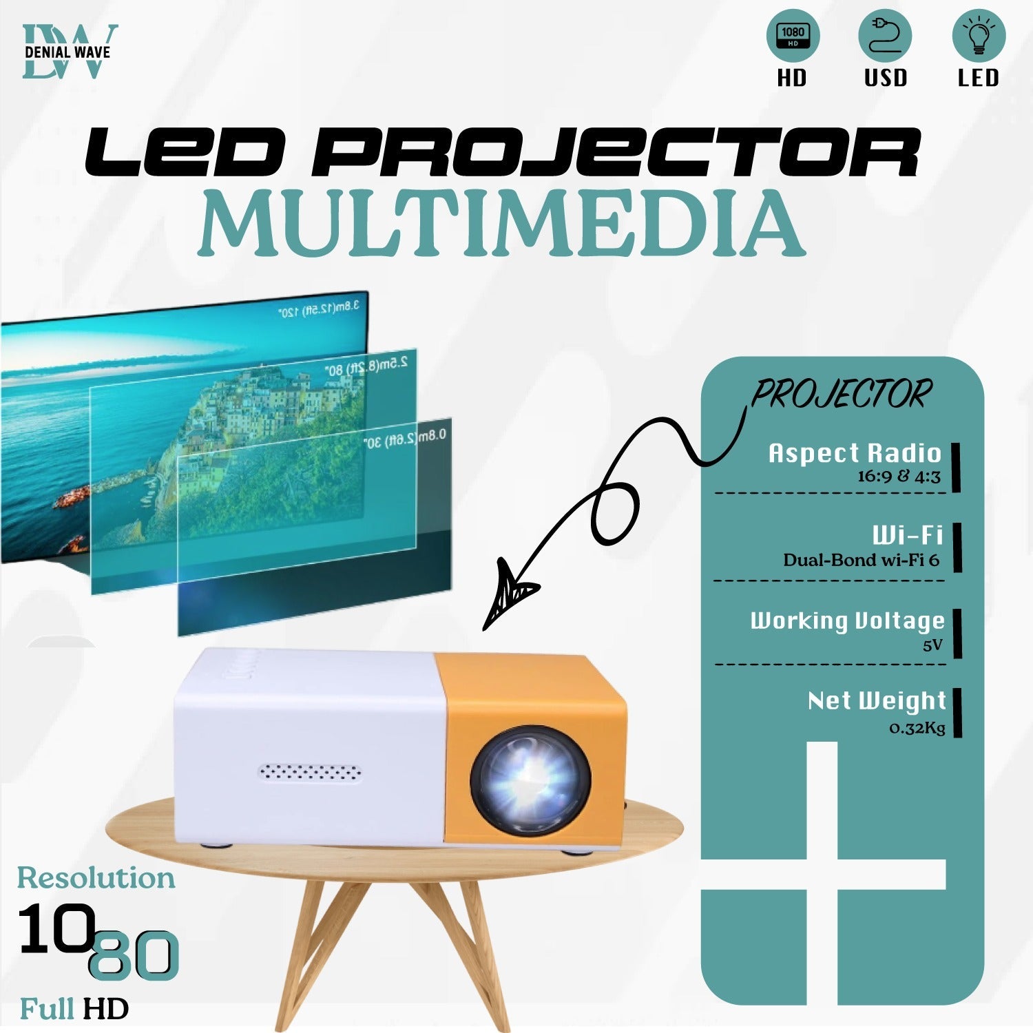 YG300 Mini Portable Projector HD