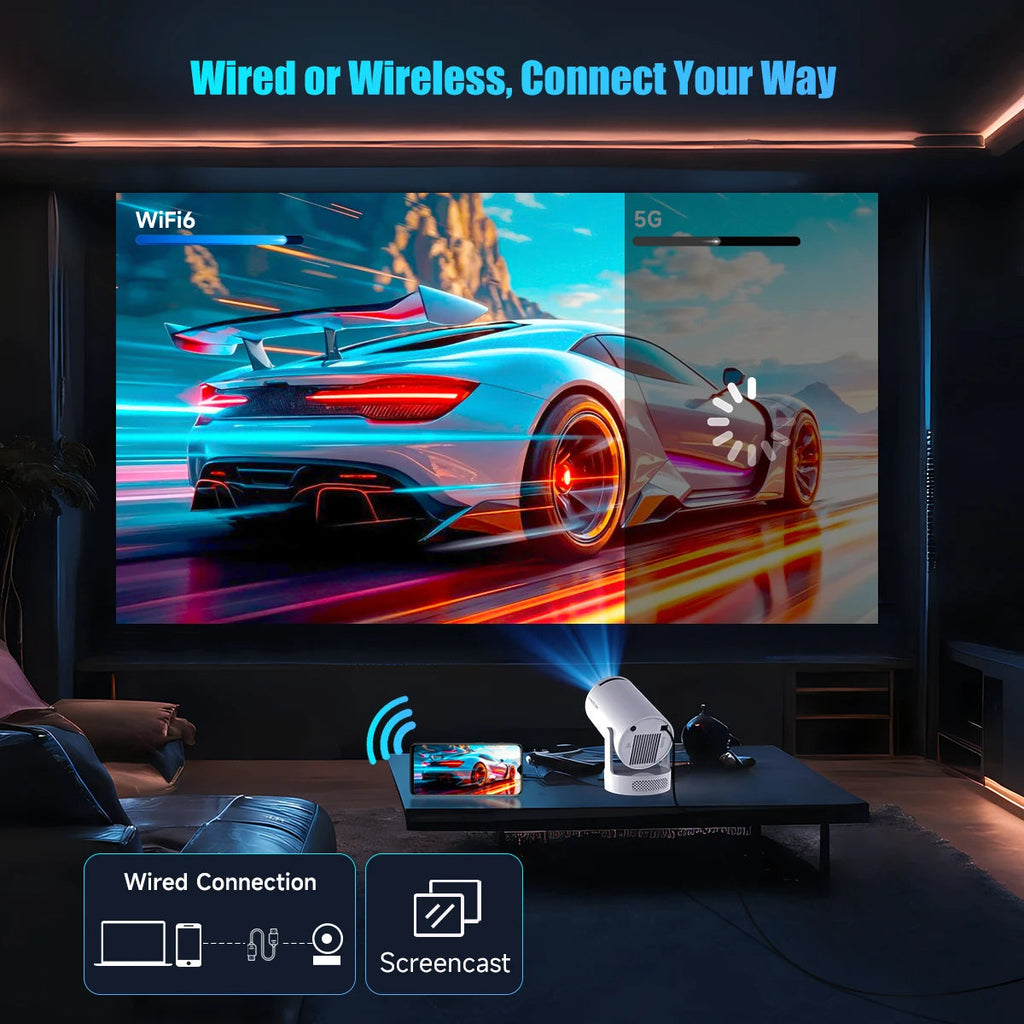 Magcubic 4K HY300 Pro+ Projector Built-in 5W Speaker 1280*720P Android 11 8000 Lumens Wifi6 BT5.4 Outdoor Portable Projec